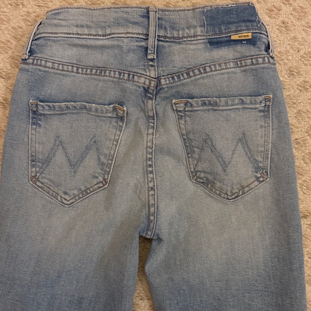 MOTHER Kick It Ankle Light Blue Straight Leg Jeans